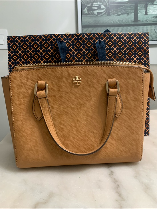 Tory Burch Handbags - Tory Burch Caramel Tan Mini Satchel with Detachable Strap